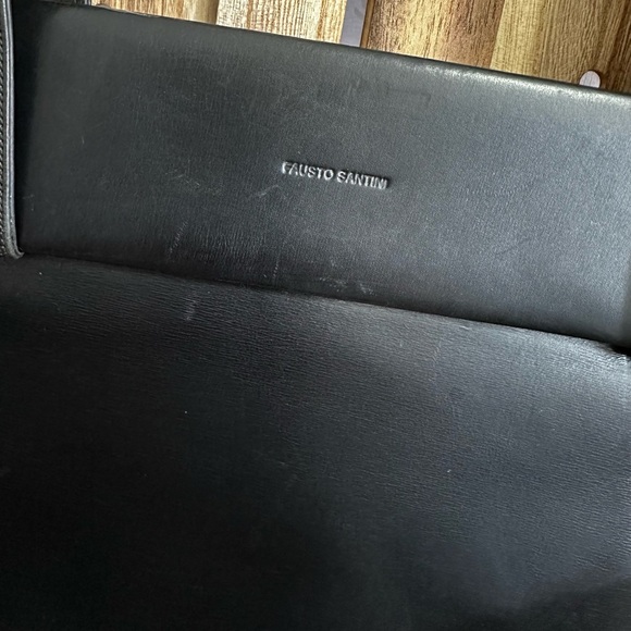 Fausto Santini Black Italian Leather Clutch Shoulder Flat Bag Made in Italy 🇮🇹 - Picture 4 of 9